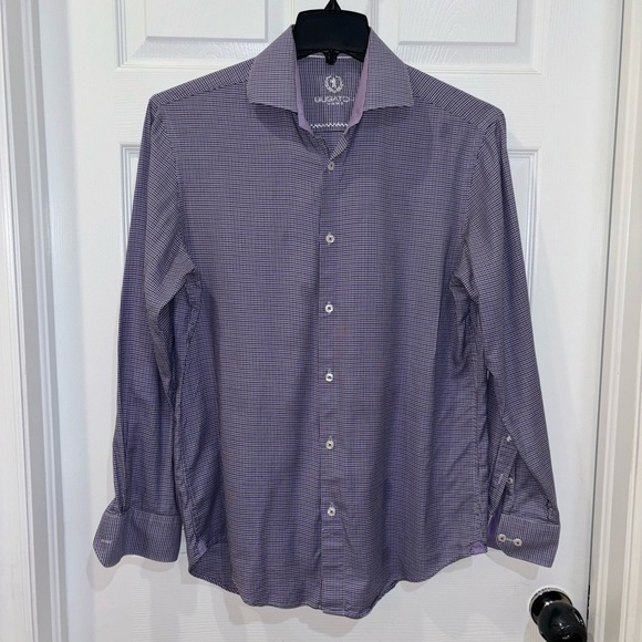 Bugatchi Other - BUGatchi LS Button Down purple and black houndstooth shirt SZ 16/40​​​​